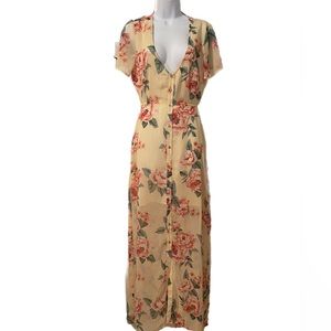 Floral Mid Maxi Dress with Cut Out Back